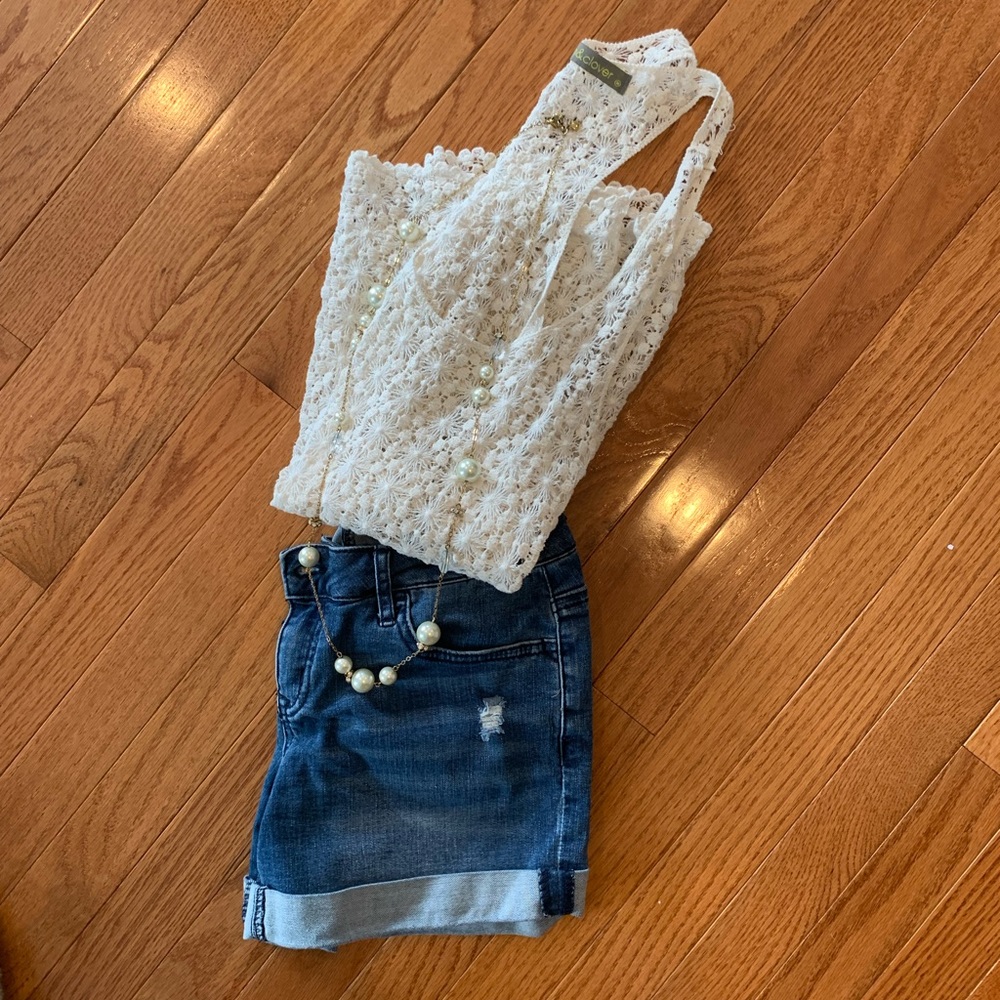 Crochet racerback tank top in cream size medium
